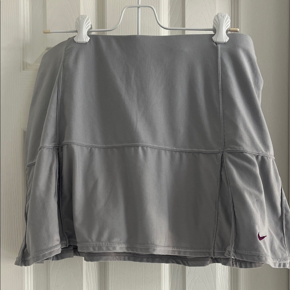 Nike Light Gray Athletic Mini Skirt with Maroon Swoosh